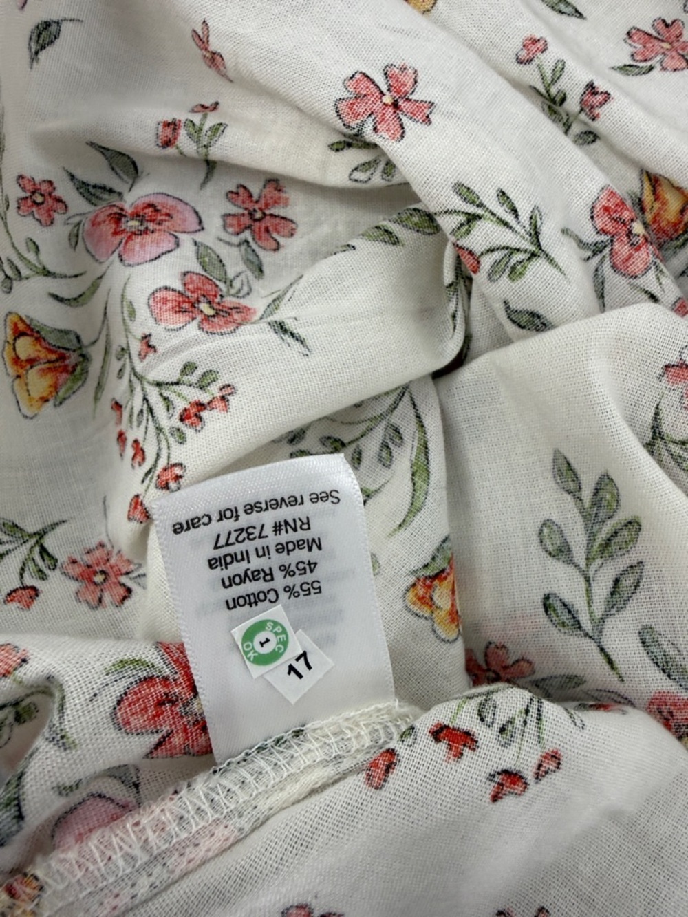 LC Lauren Conrad Floral Ruffle Sleeveless Blouse - White with Red Floral Trim - Picture 6 of 7